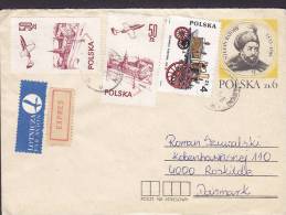 Poland Airmail Par Avion & EXPRESS Labels Uprated Postal Stationery Ganzsache 1986 Cover Stefan Batory ROSKILDE Denmark - Airplanes