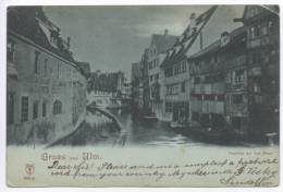 Germany Nice Old Postcard GRUSS Aus ULM Parthie An Der Blau Sent To USA 5-8-1899 - Ulm