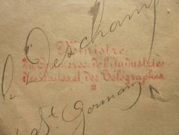 Lettre Franchise Postale 1898 (Griffe) Ministère Commerce De L´ndustrie Postes & Télégraphes—>Deschamps à Houilles - Lettres Civiles En Franchise