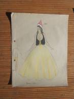 Dessin Peinture à La Gouache (original 1943 )—>Thème Mode Vestimentaire Féminine:costume Crétois, Tutulus Chapeau - Estampas