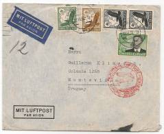 GERMANY - DEUTSCHE LUFTPOST - ZEPPELIN EUROPA-SUDAMERIKA Red Cancel - 1938 5 Stamps COVER From HAMBURG  To MONTEVIDEO - Zeppelins