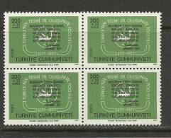 Turkey; 1977 700th Anniv. Of The Proclamation Of Turkish As Official Language (Block Of 4) - Neufs