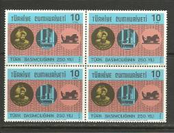 Turkey; 1979 250th Anniv. Of The Turkish Printing (Block Of 4) - Nuevos