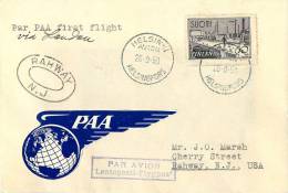 Finland Cover Paa First Flight Via London To USA Par Avion - Covers & Documents