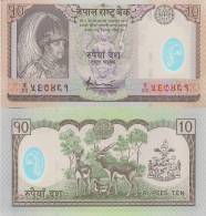 Nepal P-54, 10 Rupee, King , Changunarayan / Antelope Pair- POLYMER - $2+CV - Nepal