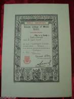 1935 BRITISH INDIA TRINITY COLLEGE OF LONDON MUSIC CERTIFICATE - Diplômes & Bulletins Scolaires