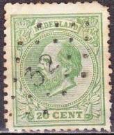 1872 Koning Willem III 20 Cent Groen >>onbekende Tanding - Usati