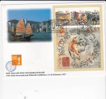 New Zealand 1997 Hong Kong 97 Stamp Expo Mini Sheet FDC - FDC