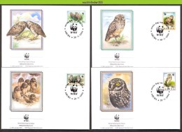 Mra157fb WWF ROOFVOGELS UIL BIRDS OF PREY OWL GREIFVÖGEL EULE AVES HIBOUX OISEAUX ARUBA 1994 FDC'S - FDC