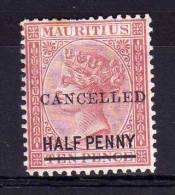 Mauritius - 1878 - ½d Surcharge (Overprinted "Cancelled") - MH - Maurice (...-1967)