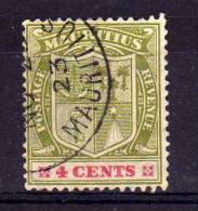 Mauritius - 1921 - 4 Cents Definitive (Watermark Multiple Script CA) - Used - Mauricio (...-1967)