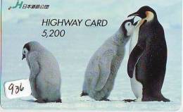 Télécarte  Japon * OISEAU MANCHOT  (936)  PENGUIN BIRD Japan * Phonecard * PINGUIN * - Pinguine