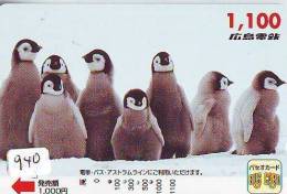 Carte Prépayée Japon * OISEAU MANCHOT  (940)  PENGUIN BIRD Japan * Prepaidcard * PINGUIN * - Pingouins & Manchots