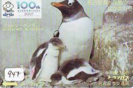 Carte Prépayée Japon * OISEAU MANCHOT  (947 PENGUIN BIRD Japan * Prepaidcard * PINGUIN * - Pingueinos