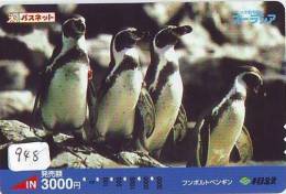 Carte Prépayée Japon * OISEAU MANCHOT  (948) PENGUIN BIRD Japan * Prepaidcard * PINGUIN * - Pinguins