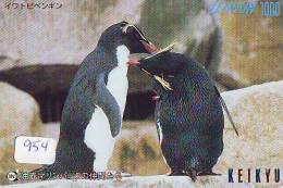Carte Prépayée Japon * OISEAU MANCHOT  (954) PENGUIN BIRD Japan * Prepaidcard * PINGUIN * - Pingueinos