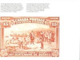 (502) Maxi Card - Stamp Card - Canada - Stamp Reproduction Quebec - Maximumkarten (MC)