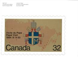 (502) Maxi Card - Stamp Card - Canada - Stamp Reproduction Papal Visit - Maximumkaarten