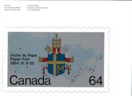 (502) Maxi Card - Stamp Card - Canada - Stamp Reproduction Papal Visit - Maximumkaarten