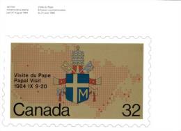 (502) Maxi Card - Stamp Card - Canada - Stamp Reproduction Papal Visit - Tarjetas – Máxima