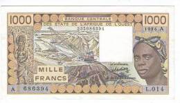 COTE D`IVOIRE   IVORY COAST   WEST AFRICAN STATES  1000  FRANCS    1986  BANKNOTE  P-107Ah - Costa D'Avorio