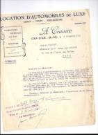 Entête 09/12/1931  -  CAP  D'  AIL  Vers NICE  -  A.  TRAVERO  Location D' Automobiles De Luxe  -   Maître COUTRET - 1900 – 1949