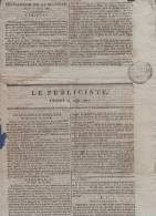 LE PUBLICISTE 27 08 1807 - RICHMOND - KIEL DANEMARK - AUGSBOURG - NANTES - PORTALIS - TRESOR PUBLIC - 1800 - 1849