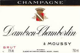 ETIQUETTE DE CHAMPAGNE DAMBRON CHAMBERLIN à Moussy - Alcools