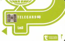 TARJETA DE MALTA DE 60 UNITS -LM3 COLOR VERDE CLARO DIBUJO ANTENA TELECOMUNICACIONES - Malta