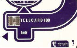 TARJETA DE MALTA DE 100 UNITS -LM5 COLOR AZUL  DIBUJO ANTENA TELECOMUNICACIONES - Malte