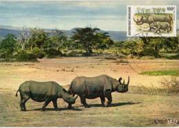 TOGO .les Rhinoceros. Carte Maximum 1974. Oblit.Premier Jour - Rhinoceros