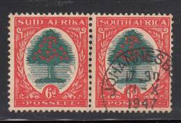 South Africa Used Scott #61c Horizontal Pair 6p Orange Tree - Usati