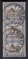 South Africa Used Scott #62f Vertical Strip Of 3 1sh Gnu - Used Stamps