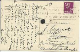 NORUEGA TP CON MAT RODILLO 1927 POSTAL DE ESTOCOLMO - Cartas & Documentos