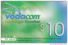 Tanzania, $10, Vodacom, GSM Recharge Voucher, 2 Scans. (11.12.2002) - Tanzania
