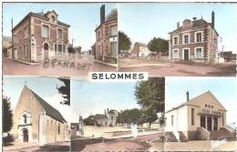 SELOMMES .. LA POSTE . LA MAIRIE . L'EGLISE . L'ECOLE . LE FOYER COMMUNAL - Selommes