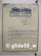 Facture Transports J. LE PAIGE - Affrêtements Transports à Grandes Distances - NANCY - 6 Septembre 1937 - Transport