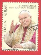 ITALIA REPUBBLICA USATO - 2011 - Beatificazione Di Papa Giovanni Paolo II - € 0,60 - S. 3232 - 2011-20: Oblitérés