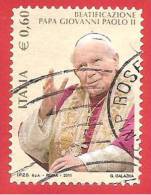 ITALIA REPUBBLICA USATO - 2011 - Beatificazione Di Papa Giovanni Paolo II - € 0,60 - S. 3232 - 2011-20: Usados