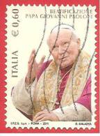 ITALIA REPUBBLICA USATO - 2011 - Beatificazione Di Papa Giovanni Paolo II - € 0,60 - S. 3232 - 2011-20: Usados