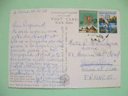 Egypt 1966 Postcard "Great Sphinx Of Giza" To France - Eagle Pyramids Nile Boat - Archaeology - Brieven En Documenten