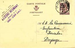 487/20 - Entier Postal Petit Sceau ST LEGER ( Luxembourg) 1950 - Cachet Privé Ameublement Lejeune-Reumont - Postcards 1934-1951