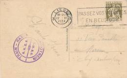 491/20 - Carte-Vue Vallée De La Hoegne TP Cérès LIEGE 1934 - Cachet Privé TRAIN RADIO SNCB - 1932 Ceres And Mercurius