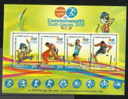 INDIA, 2008, III Commomwealth Games, Setenant Set, 4 V, Miniature Sheet, MNH, (**) - Unused Stamps