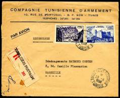 Compagnie Tunisienne D'Armement Lettre De Avion De Tunis Colis Postaux De 23.8.1958 Mi.N° 417+421 Cérés N°376+380 , - Brieven En Documenten