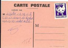 LSAU5 - FRANCE POSTE ENFANTINE COQ BLEU SUR CARTE POSTALE - Zonder Classificatie