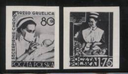 POLAND 1953 HEALTH SET OF 2 BLACK PRINTS NHM - Anti TB Tuberculosis Nurses Birth Children New Born Medicine Disease - Neufs