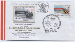 XII.Olympic Winter Games, INNSBRUCK, Austria, 1976. FDC, Bobsled Team, Viererbobmannschaft, IGLS - Winter 1976: Innsbruck