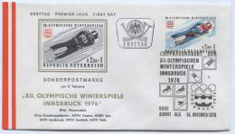 XII.Olympic Winter Games, INNSBRUCK, Austria, 1976. FDC, Racing Sled, Rennrodeln - Inverno1976: Innsbruck