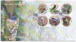 Bangladesh 2012 New Issue 6v Birds Nest Stamp Odd Shape FDC Woodkeeper Parrot Vogel - Konvolute & Serien